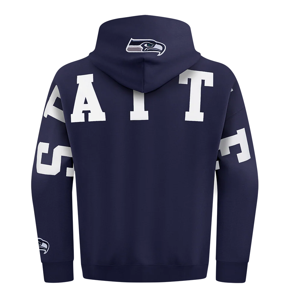 NFL SEATTLE SEAHAWKS WINGSPAN MEN'S DROP SHOULDER FLC PO HOODIE (MIDNIGHT NAVY) - Image 4