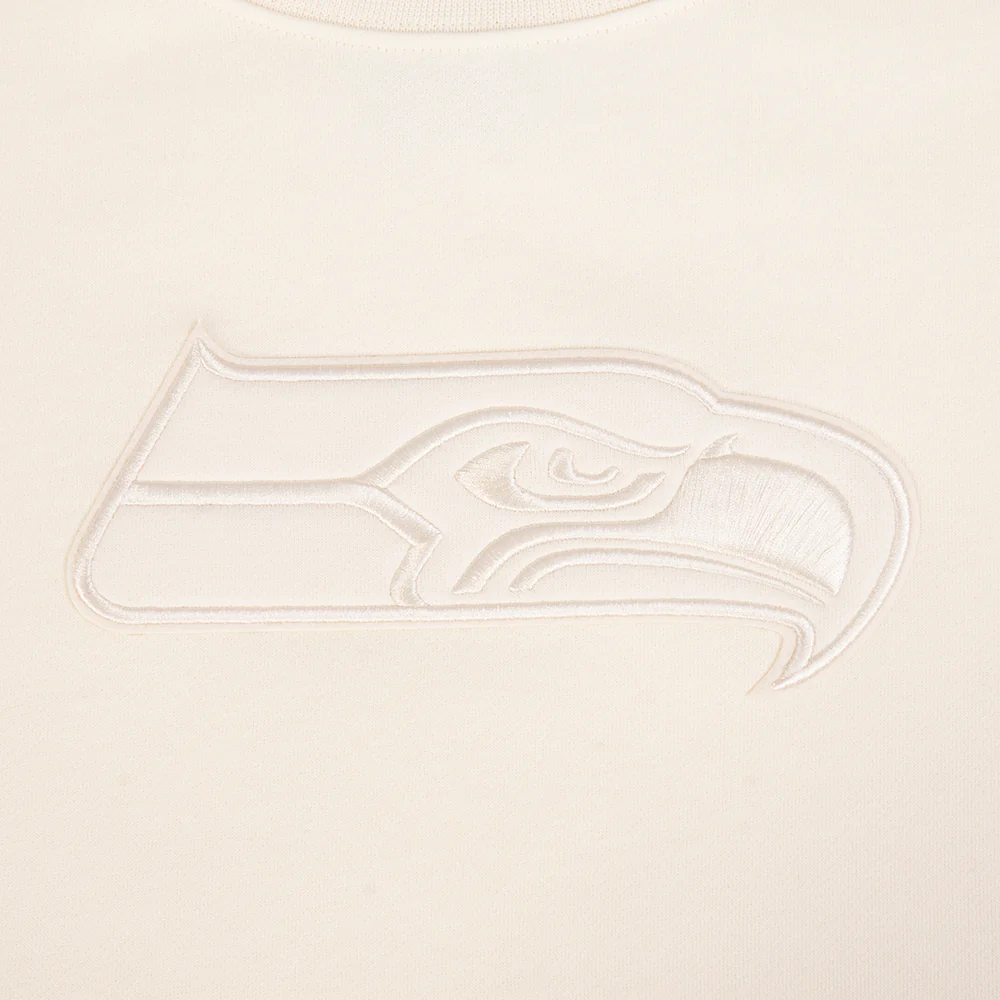 NFL SEATTLE SEAHAWKS NEUTRAL MEN'S DROP SHOULDER FLEECE CREWNECK (EGGSHELL) - Image 5