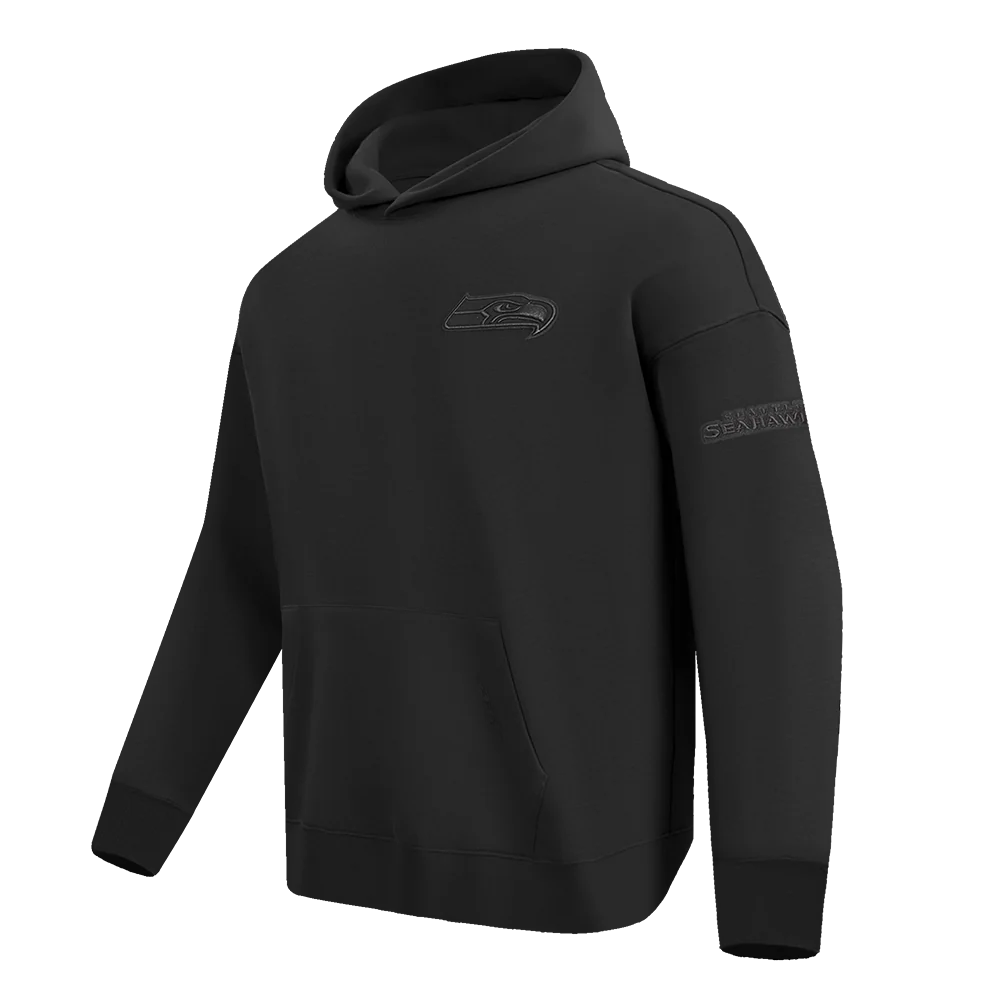 NFL SEATTLE SEAHAWKS NEUTRAL MEN'S DROP SHOULDER PULLOVER HOODIE (BLACK) - Image 2