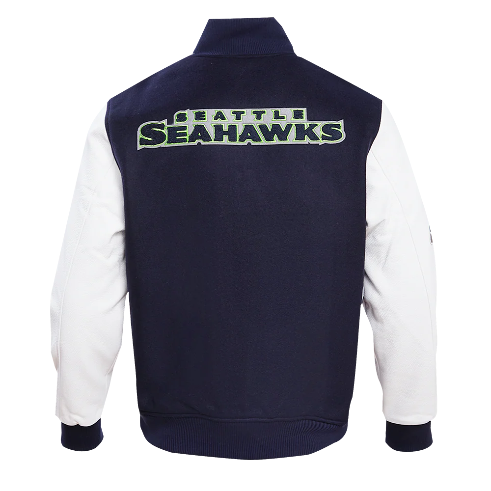 NFL SEATTLE SEAHAWKS CLASSIC MEN'S WOOL VARSITY JACKET (MIDNIGHT NAVY/WHITE) - Image 3