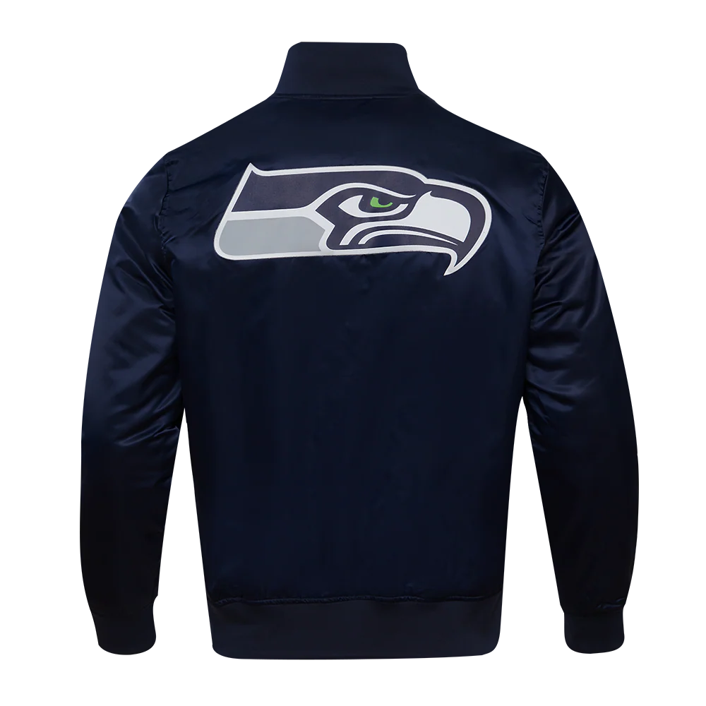 NFL SEATTLE SEAHAWKS BIG LOGO MEN'S SATIN JACKET (MIDNIGHT NAVY) - Image 4