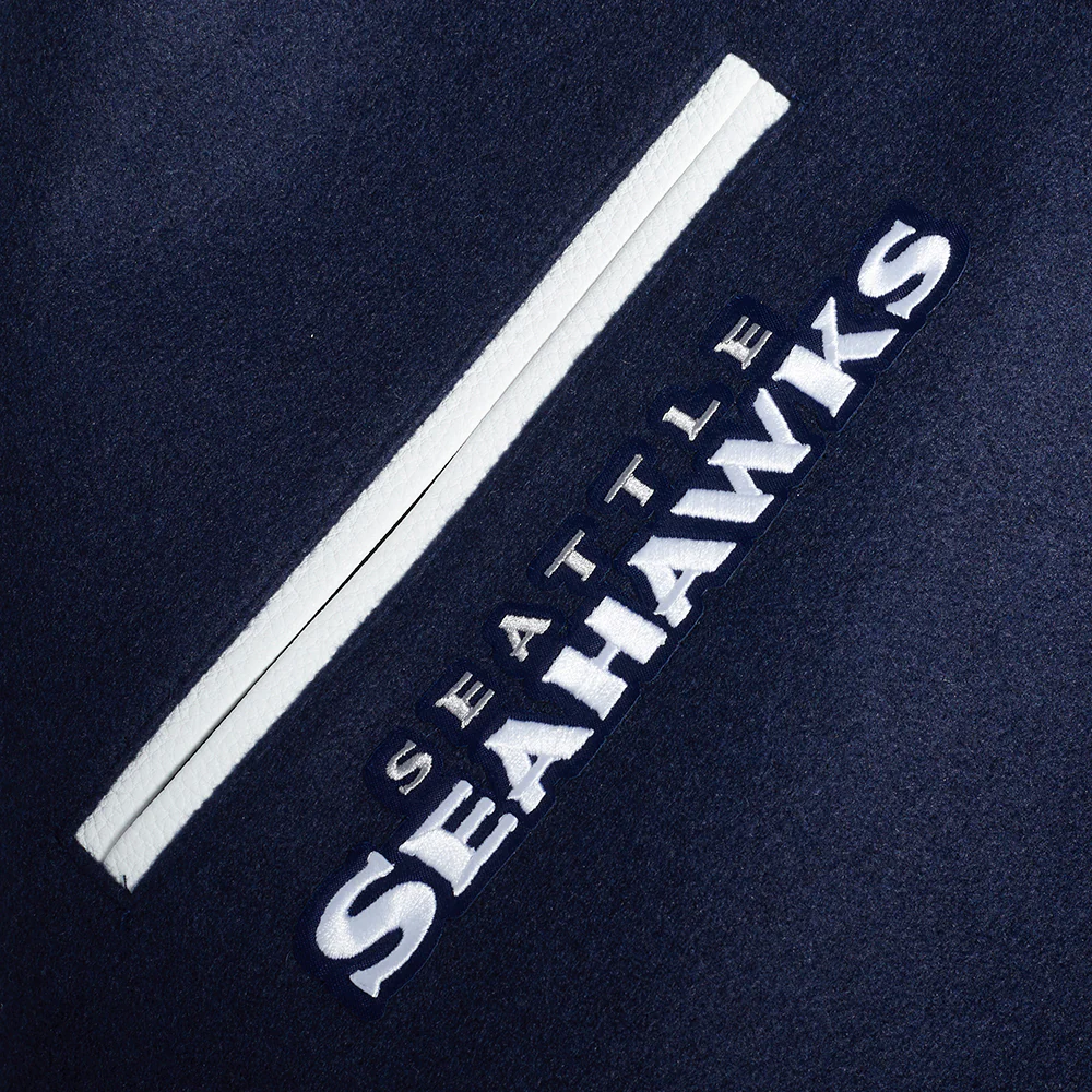 NFL SEATTLE SEAHAWKS MASHUP MEN'S RIB WOOL VARSITY JACKET (MIDNIGHT NAVY/WHITE) - Image 10