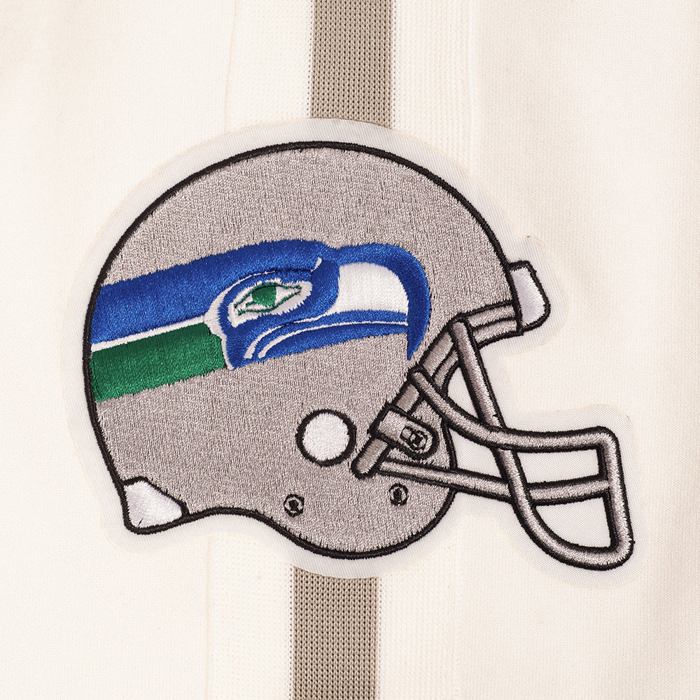 NFL SEATTLE SEAHAWKS RETRO PRO GAME DAY JACKET MEN'S RIB DBL KNIT JACKET (EGGSHELL/TAUPE/EGGSHELL) - Image 11