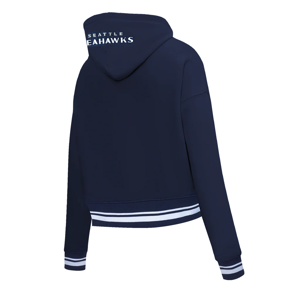 NFL SEATTLE SEAHAWKS MASHUP WOMEN'S RIB CROPPED PO HOODIE (MIDNIGHT NAVY) - Image 4