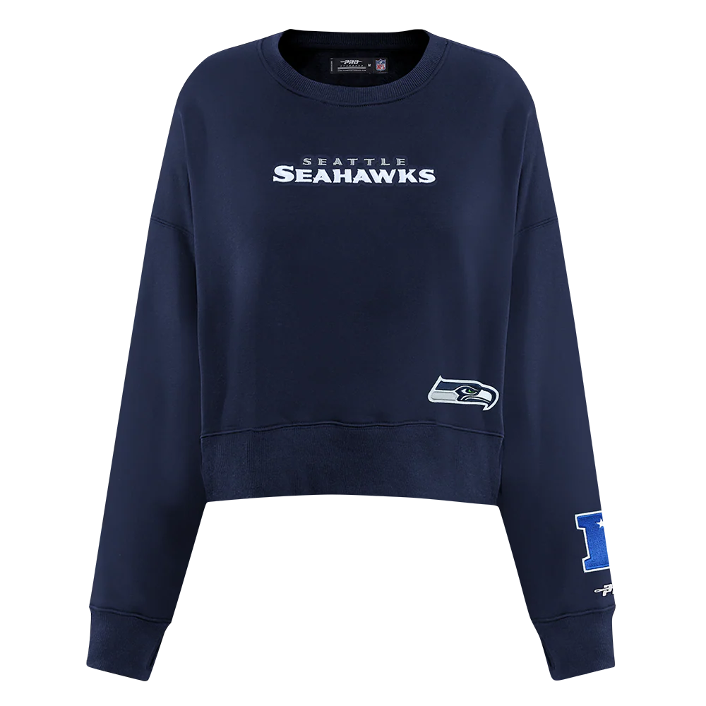 NFL SEATTLE SEAHAWKS WINGSPAN WOMEN'S FLC CREWNECK (MIDNIGHT NAVY) - Image 2