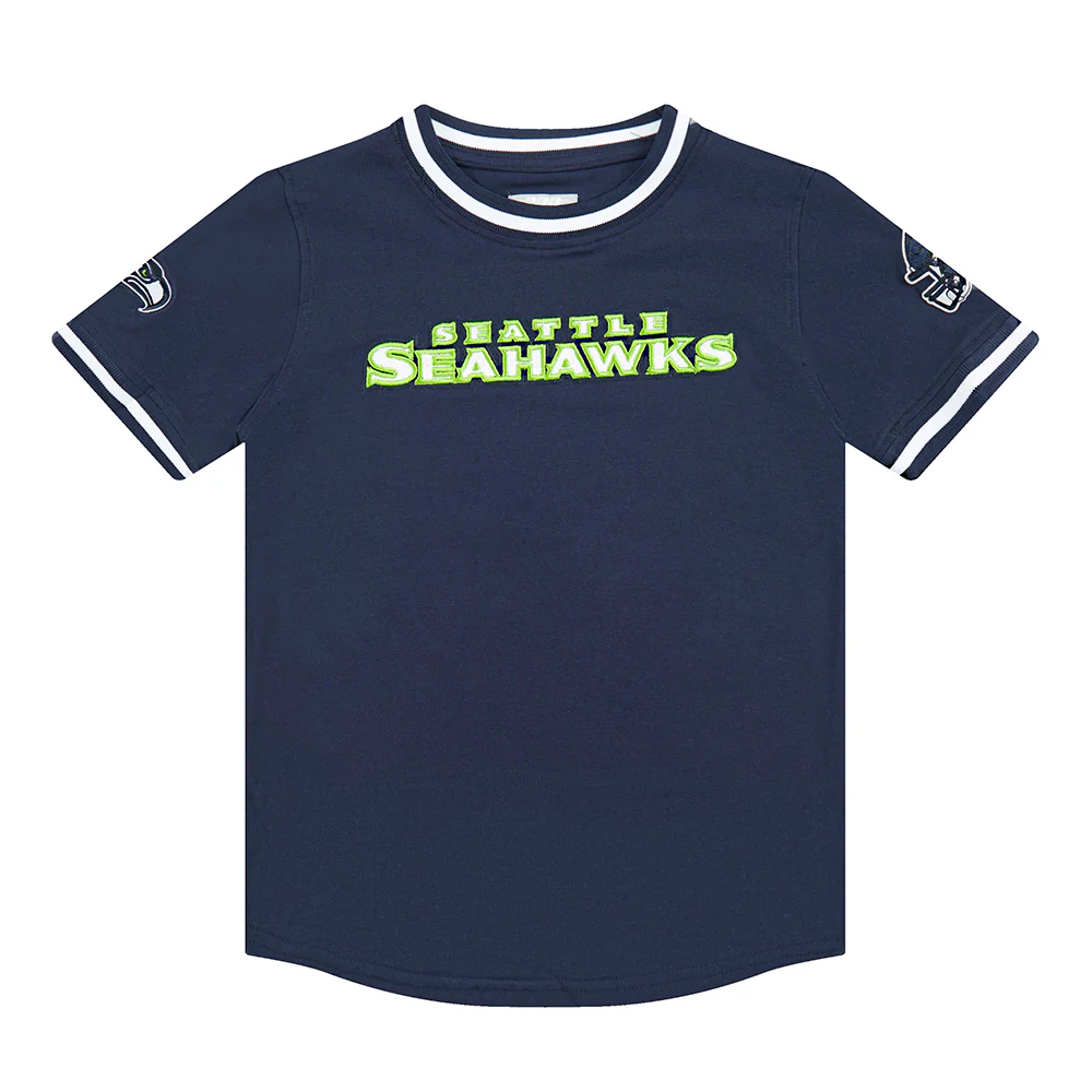 NFL SEATTLE SEAHAWKS CLASSIC LITTLE BOYS SHORT SLEEVE STRIPED RIB TEE (MIDNIGHT NAVY) - Image 11