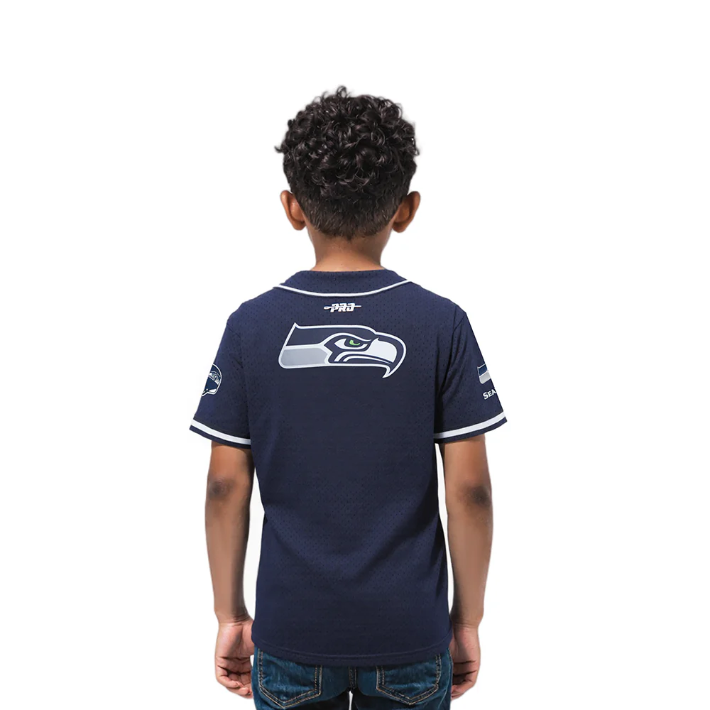 NFL SEATTLE SEAHAWKS CLASSIC TODDLER BOY'S MESH BUTTON DOWN SHIRT (MIDNIGHT NAVY) - Image 2