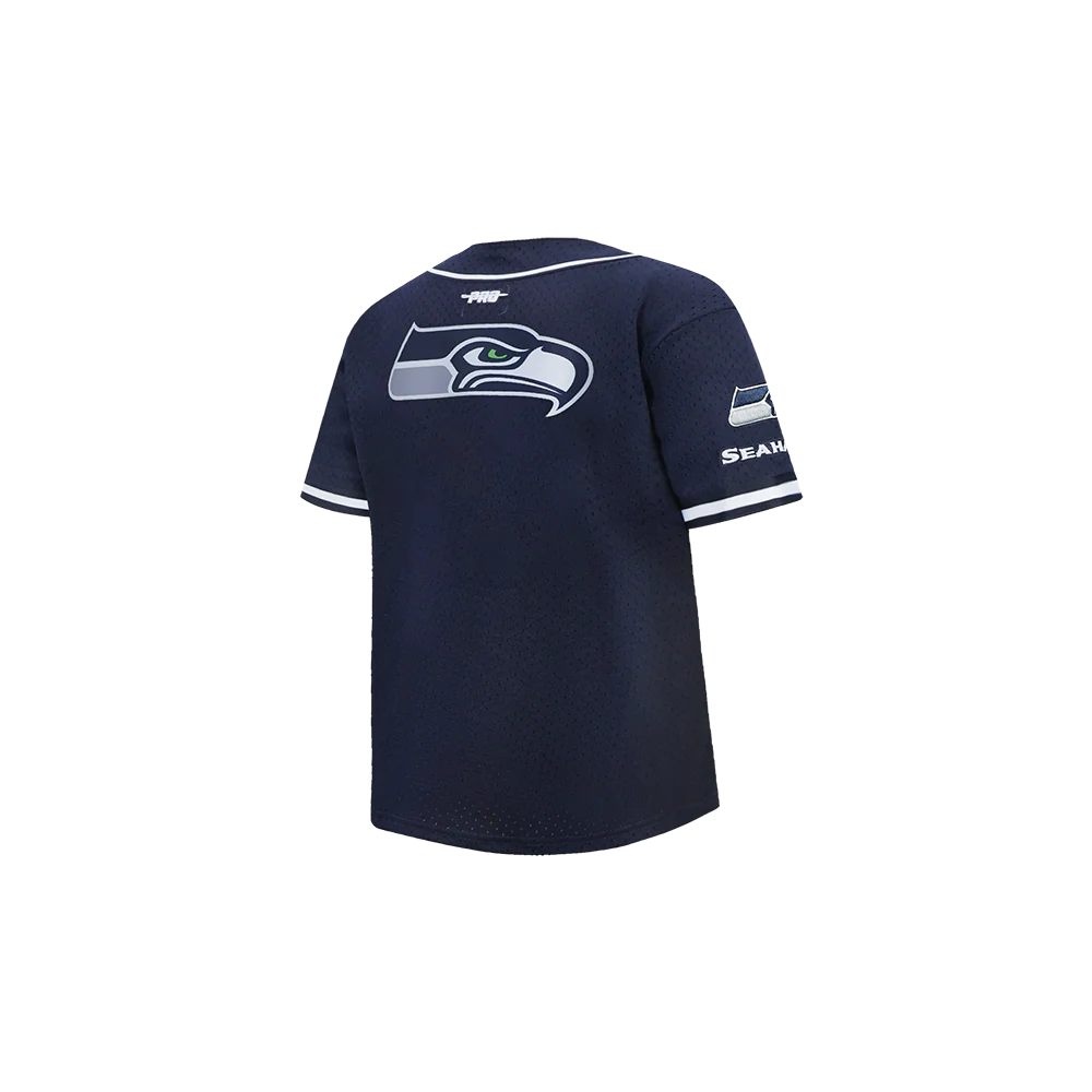 NFL SEATTLE SEAHAWKS CLASSIC TODDLER BOY'S MESH BUTTON DOWN SHIRT (MIDNIGHT NAVY) - Image 4