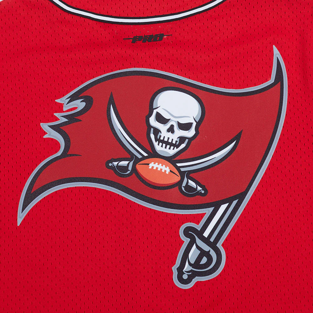 NFL TAMPA BAY BUCCANEERS SCRIPT TAIL MEN'S MESH BUTTON DOWN SHIRT (RED/BLACK) - Image 16