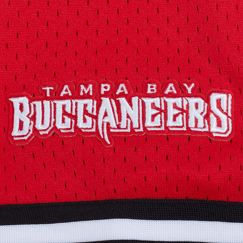 NFL TAMPA BAY BUCCANEERS SCRIPT TAIL MEN'S MESH BUTTON DOWN SHIRT (RED/BLACK) - Image 5