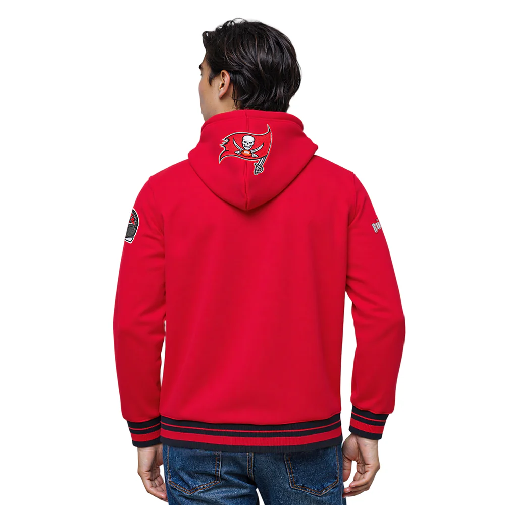 NFL TAMPA BAY BUCCANEERS SCRIPT TAIL MEN'S RIB FLC PO HOODIE (RED/BLACK) - Image 2