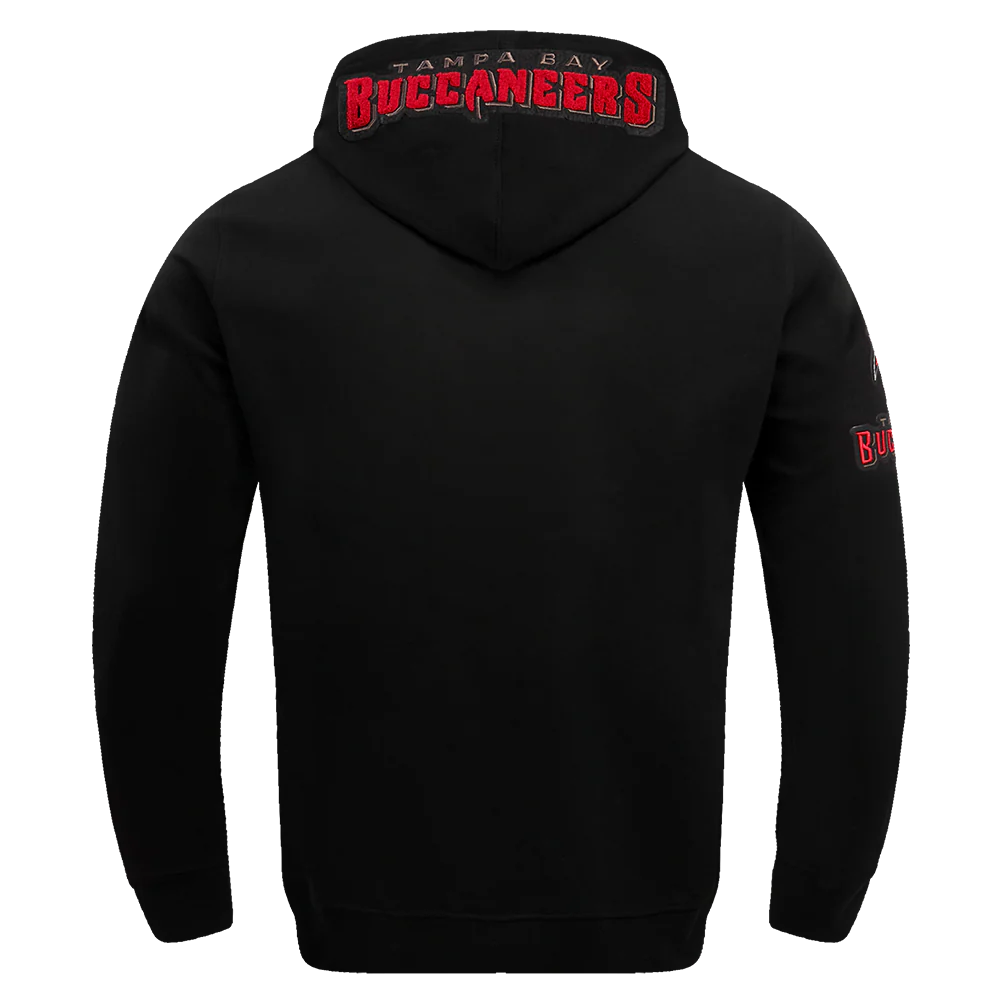 NFL TAMPA BAY BUCCANEERS CLASSIC CHENILLE MEN'S DOUBLE KNIT PULLOVER HOODIE (BLACK) - Image 3