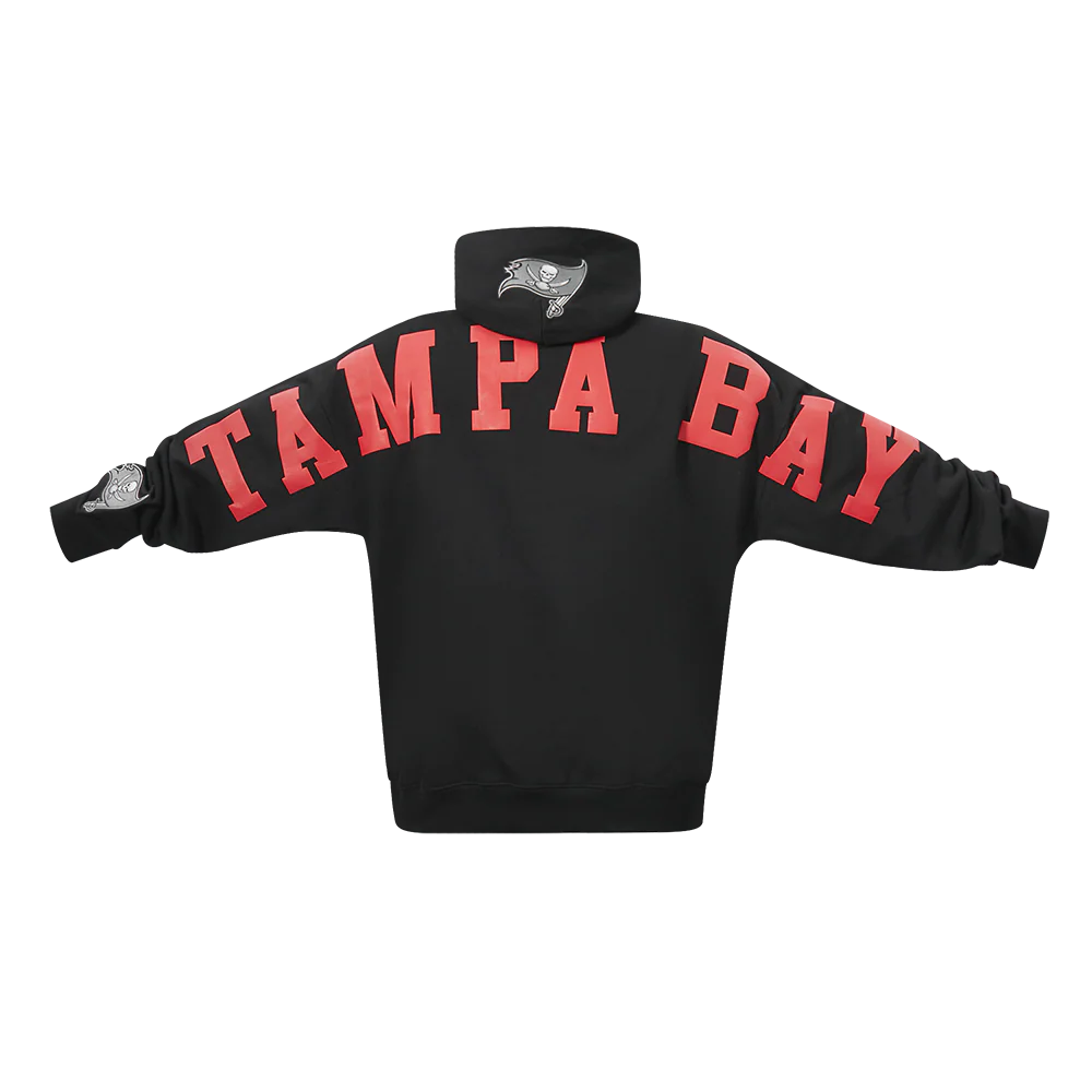 NFL TAMPA BAY BUCCANEERS WINGSPAN MEN'S DROP SHOULDER FLC PO HOODIE (BLACK)