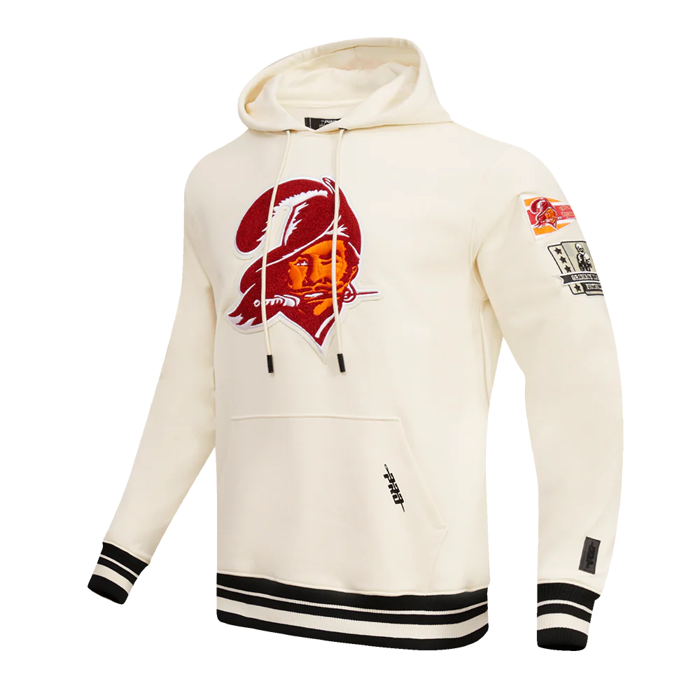 NFL TAMPA BAY BUCCANEERS RETRO CLASSIC MEN'S PULLOVER HOODIE (EGGSHELL/ BLACK) - Image 2