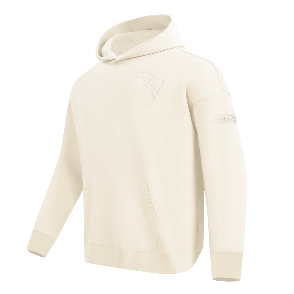 NFL TAMPA BAY BUCCANEERS NEUTRAL MEN'S DROP SHOULDER FLEECE PULLOVER HOODIE (EGGSHELL) - Image 2