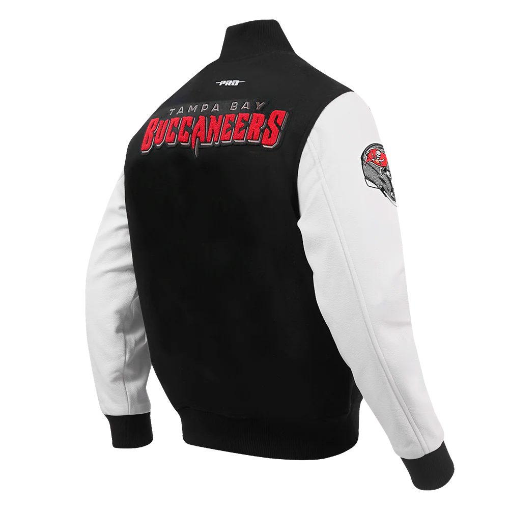 NFL TAMPA BAY BUCCANEERS CLASSIC MEN'S WOOL VARSITY JACKET (BLACK/WHITE) - Image 4