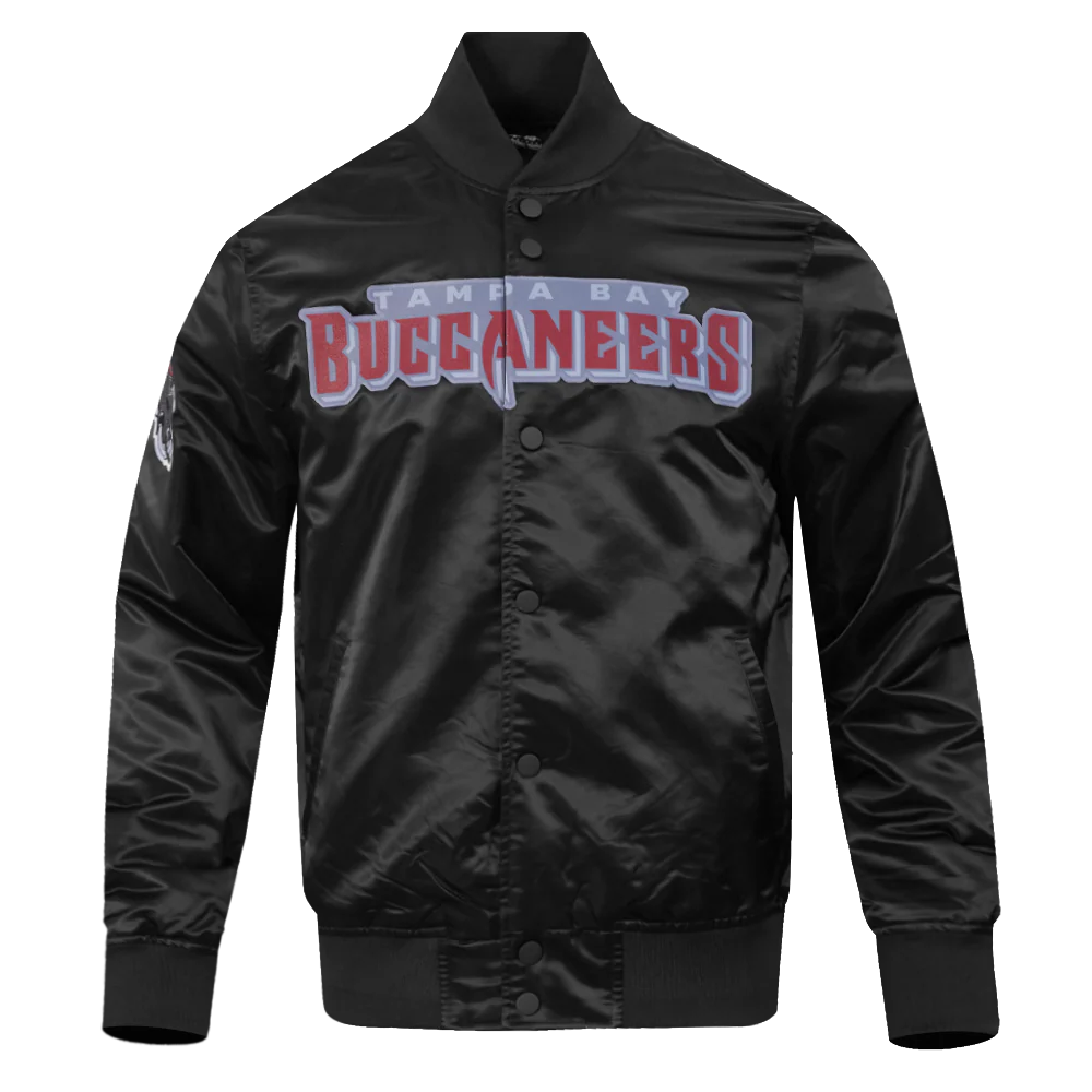 NFL TAMPA BAY BUCCANEERS BIG LOGO MEN'S SATIN JACKET (BLACK) - Image 3
