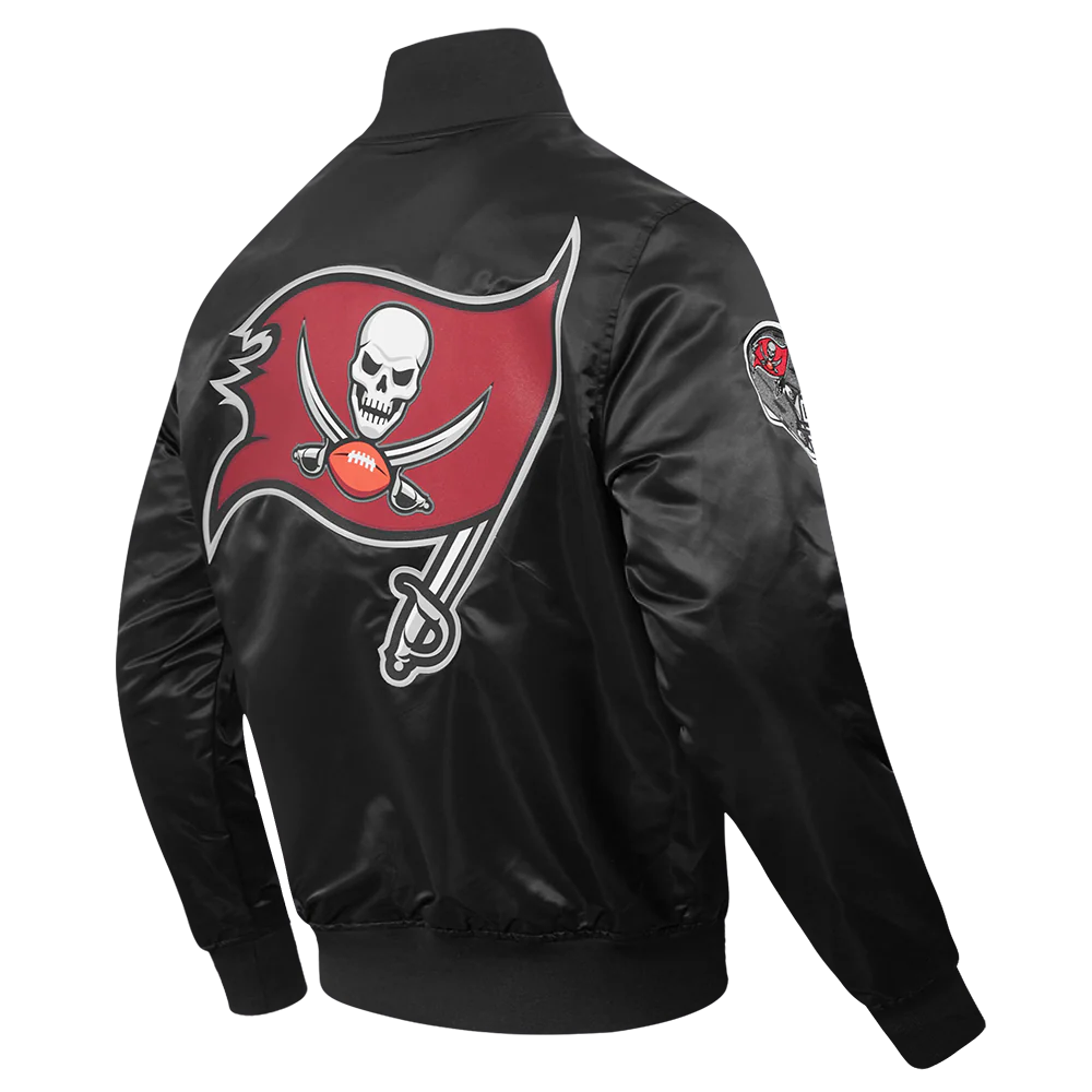 NFL TAMPA BAY BUCCANEERS BIG LOGO MEN'S SATIN JACKET (BLACK) - Image 6