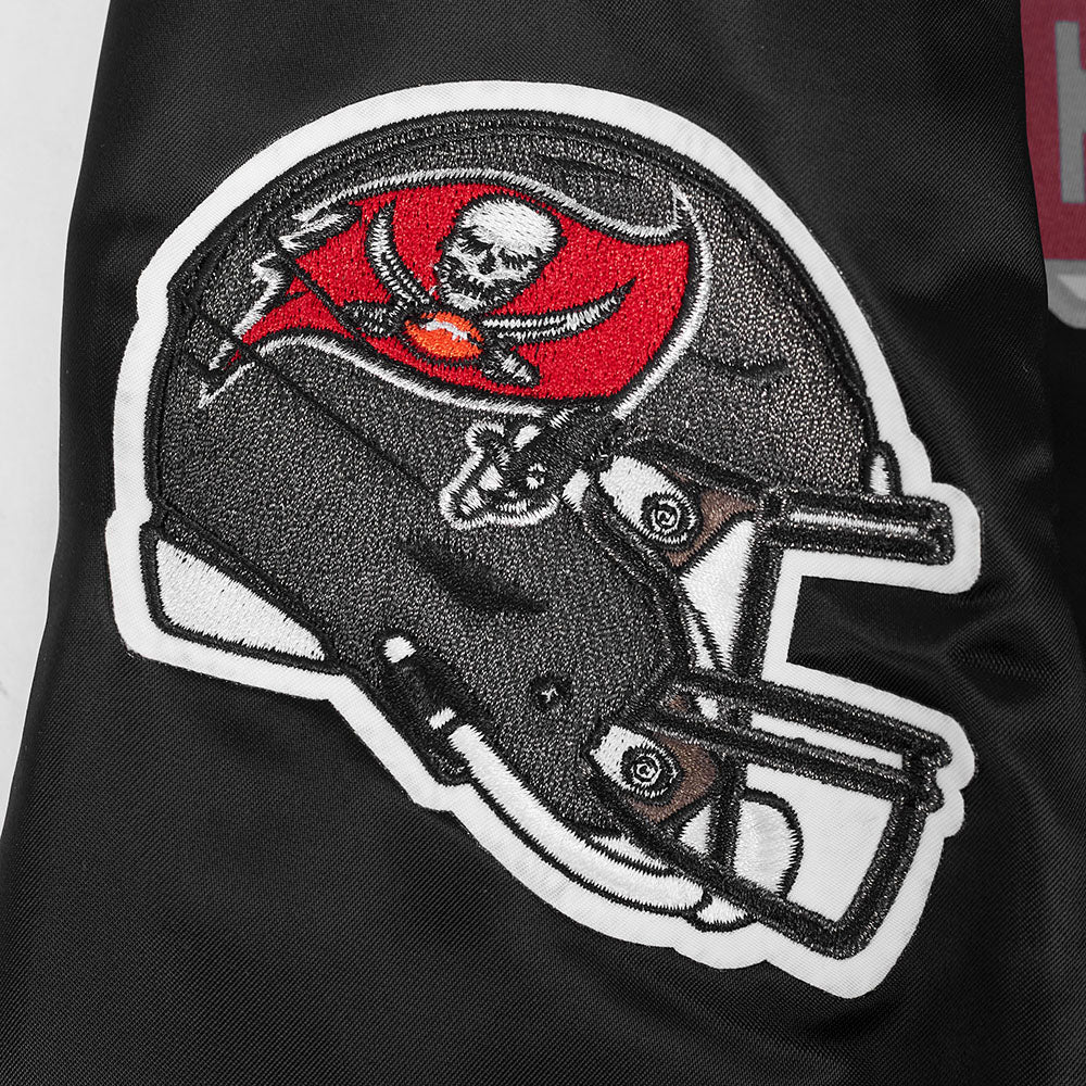 NFL TAMPA BAY BUCCANEERS BIG LOGO MEN'S SATIN JACKET (BLACK) - Image 8