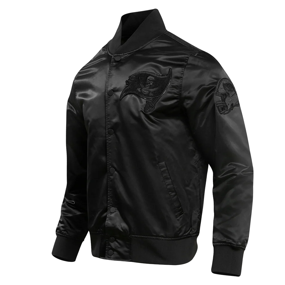 NFL TAMPA BAY BUCCANEERS TRIPLE BLACK MEN'S SATIN JACKET (TRIPLE BLACK) - Image 2