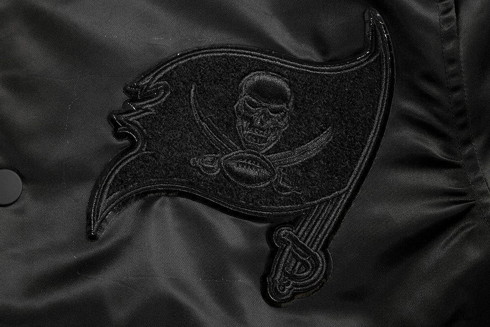 NFL TAMPA BAY BUCCANEERS TRIPLE BLACK MEN'S SATIN JACKET (TRIPLE BLACK) - Image 5
