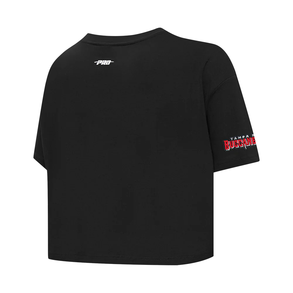 NFL TAMPA BAY BUCCANEERS SCRIPT TAIL WOMEN'S SJ BOXY TEE (BLACK) - Image 4