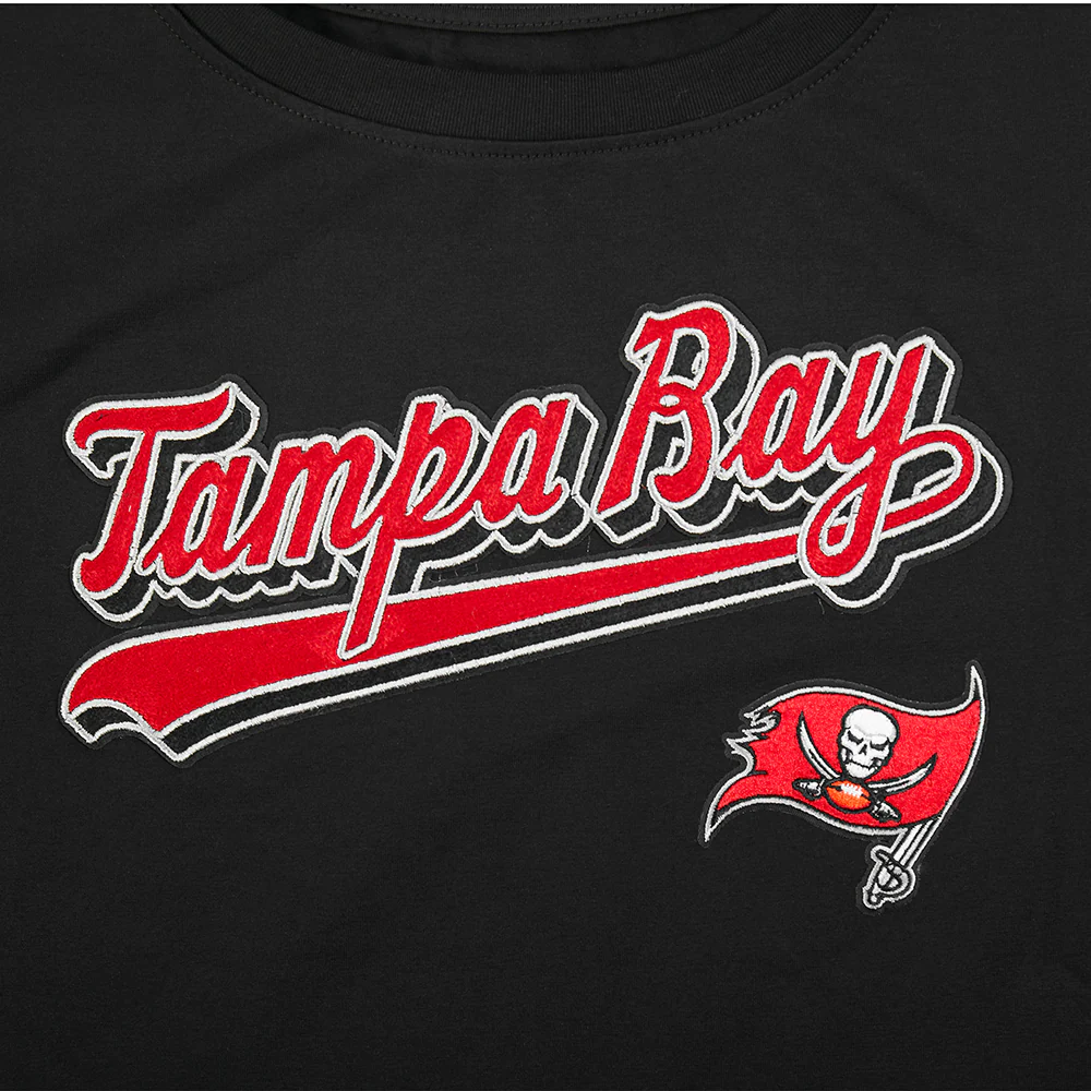 NFL TAMPA BAY BUCCANEERS SCRIPT TAIL WOMEN'S SJ BOXY TEE (BLACK) - Image 6