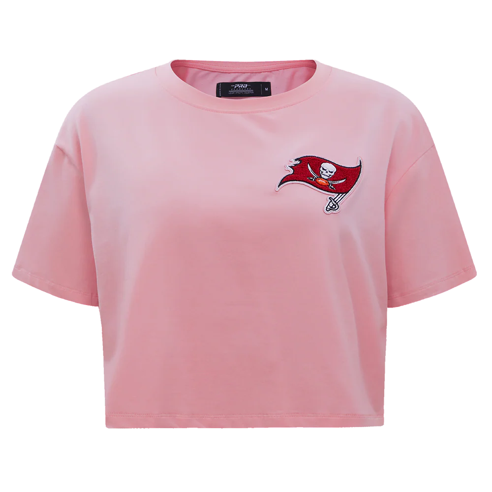 NFL TAMPA BAY BUCCANEERS CLASSIC WOMEN'S SINGLE JERSEY BOXY TEE (PINK)