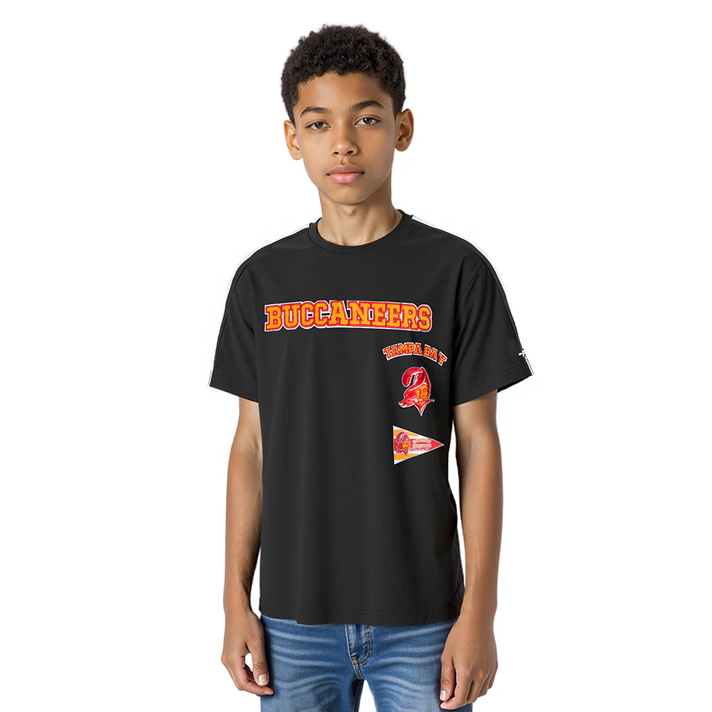 NFL TAMPA BAY BUCCANEERS RETRO CLASSIC SINGLE JERSEY BIG BOYS SINGLE JERSEY TAPING TEE (BLACK)