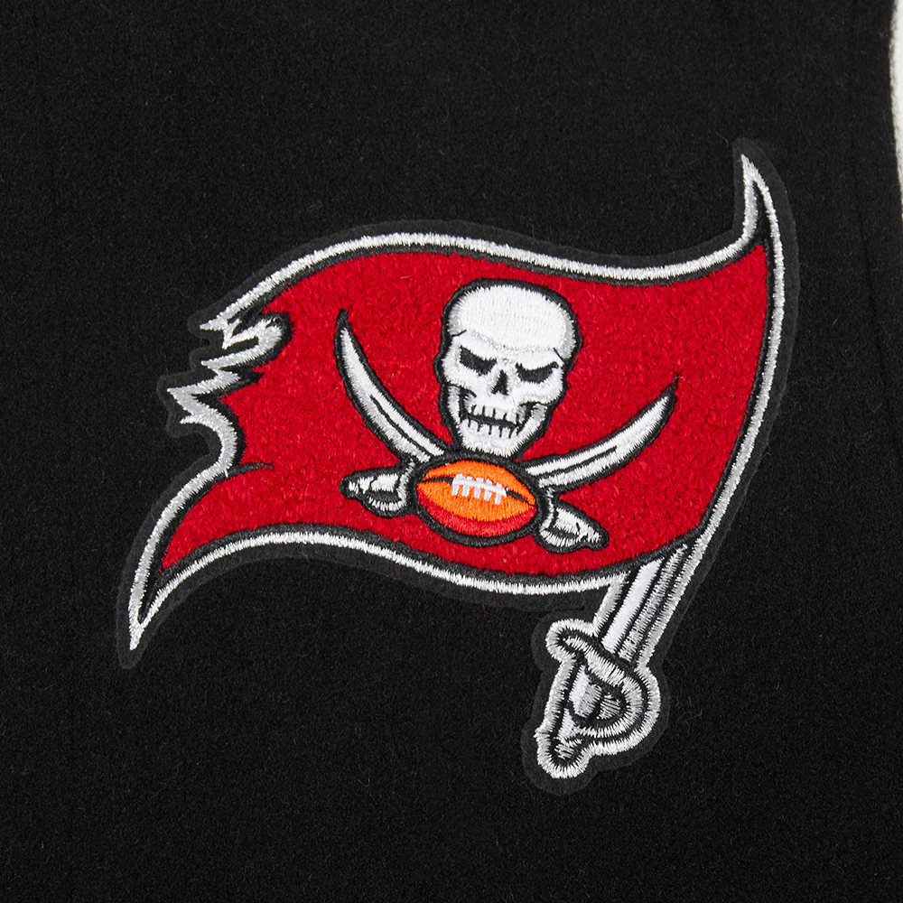 NFL TAMPA BAY BUCCANEERS CLASSIC BIG BOYS WOOL VARSITY JACKET (BLACK/WHITE) - Image 6