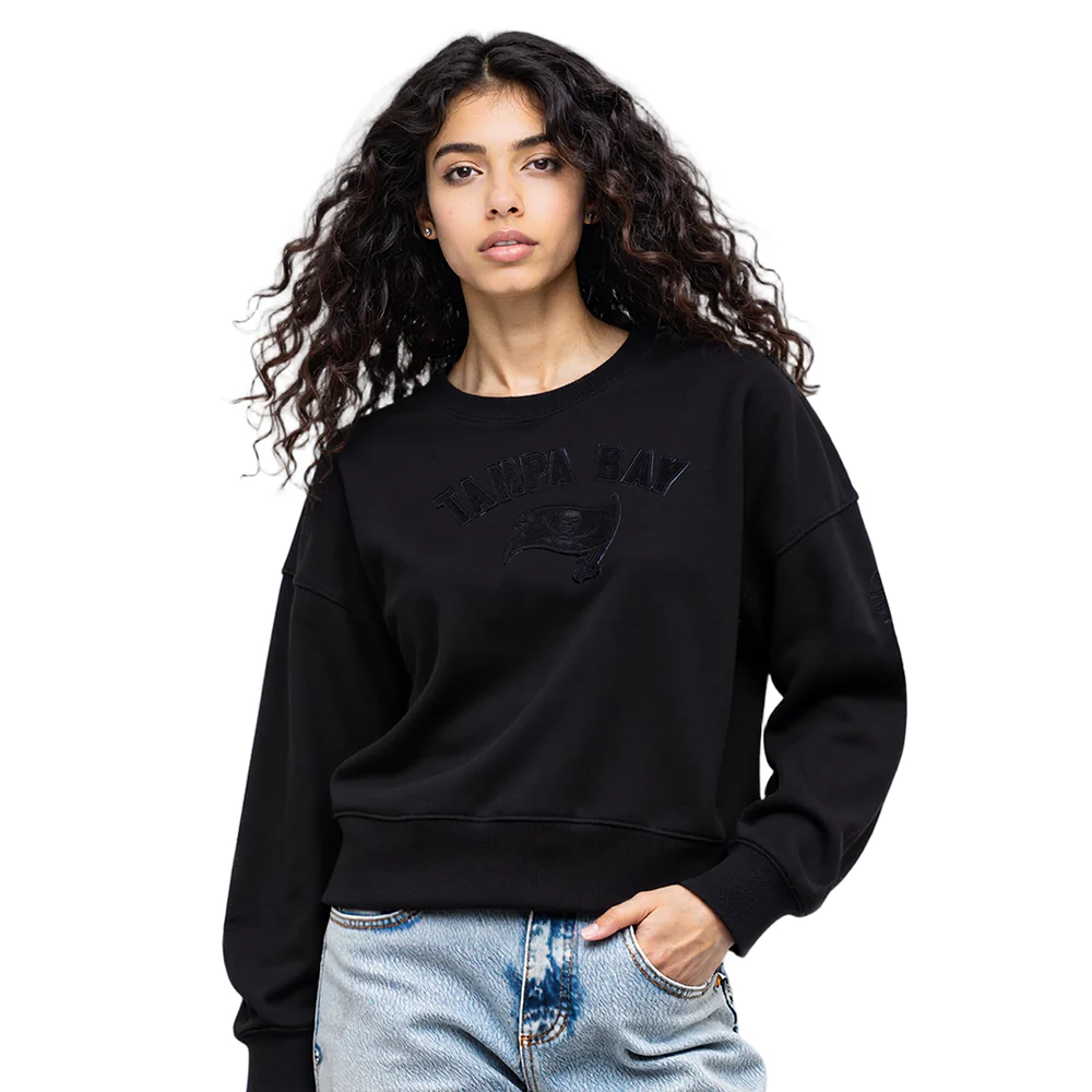 NFL TAMPA BAY BUCCANEERS TRIPLE BLACK WOMEN'S FLC CREWNECK (TRIPLE BLACK WOMEN'S)