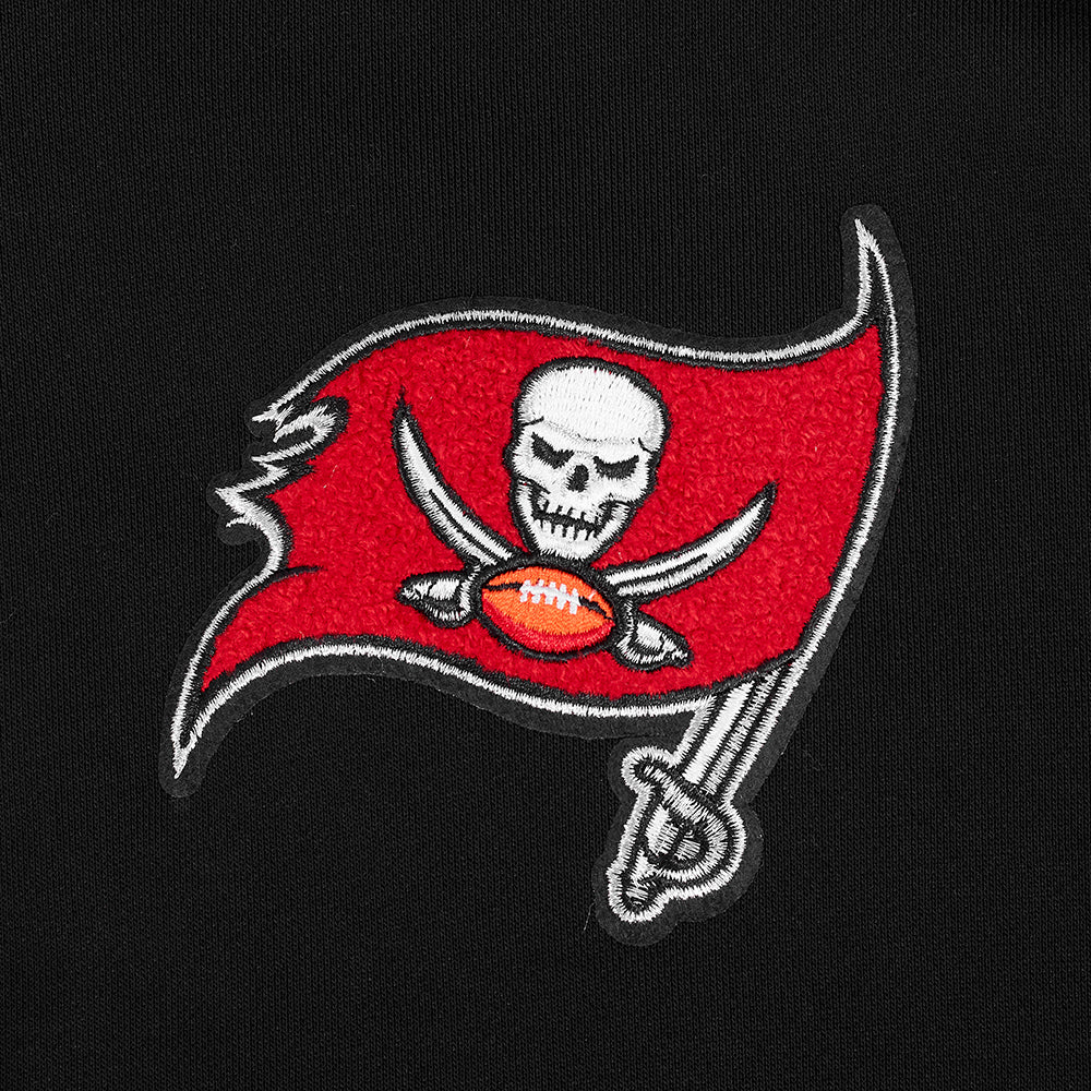 NFL TAMPA BAY BUCCANEERS MASHUP WOMEN'S RIB CROPPED PO HOODIE (BLACK/RED/BLACK) - Image 6