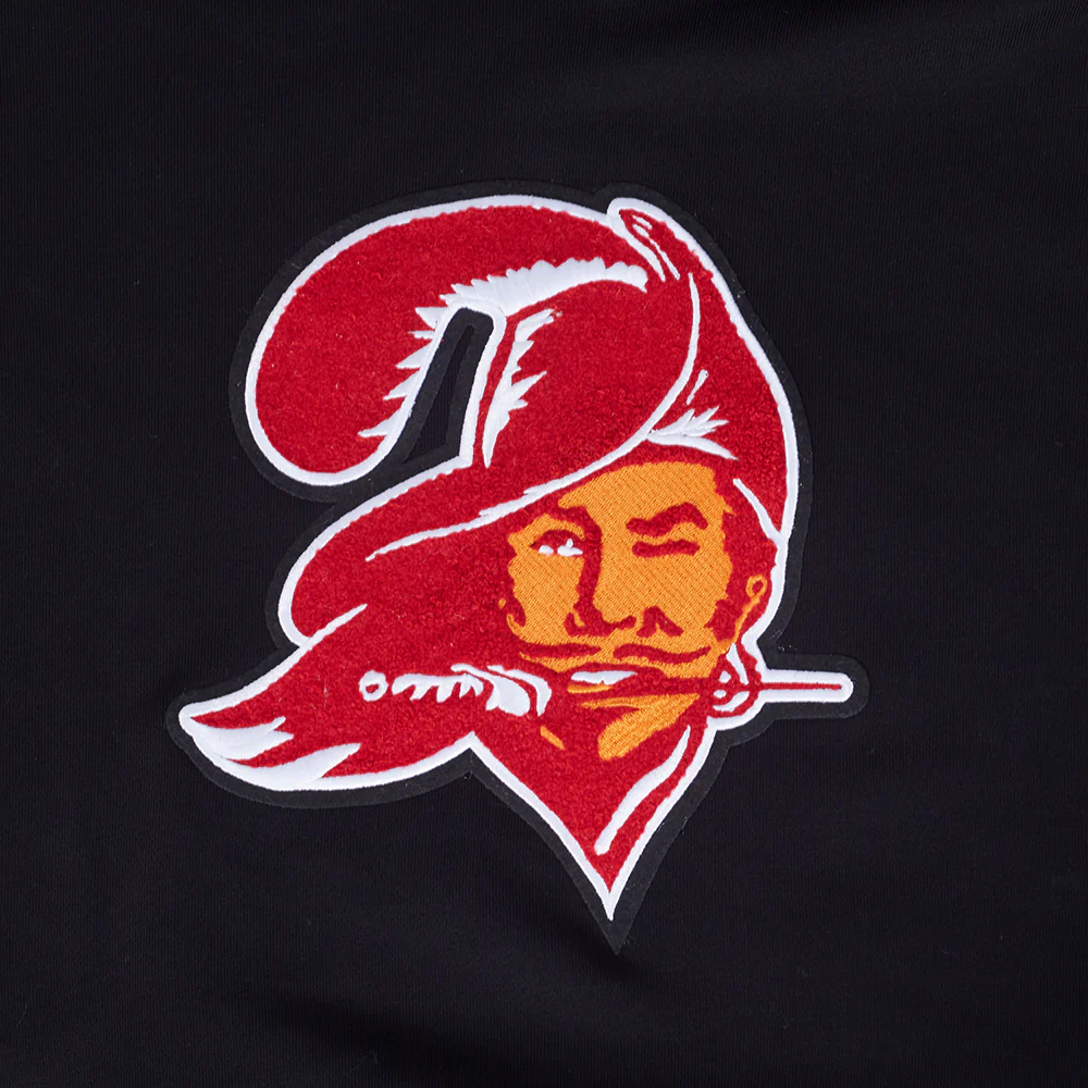 NFL TAMPA BAY BUCCANEERS RETRO CLASSIC WOMEN'S CROPPED PO HOODIE (BLACK) - Image 5