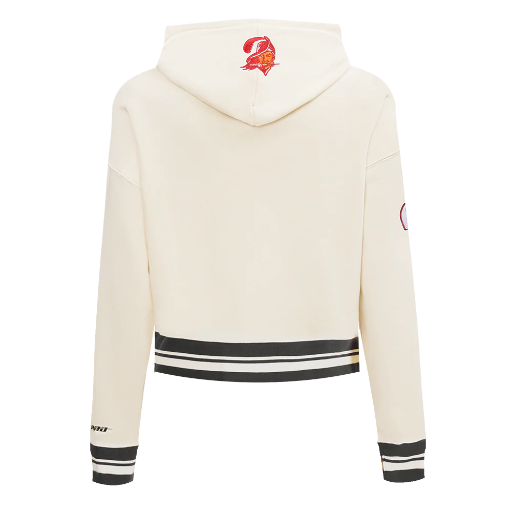 NFL TAMPA BAY BUCCANEERS RETRO CLASSIC WOMEN'S CROPPED PO HOODIE (EGGSHELL/BLACK) - Image 3