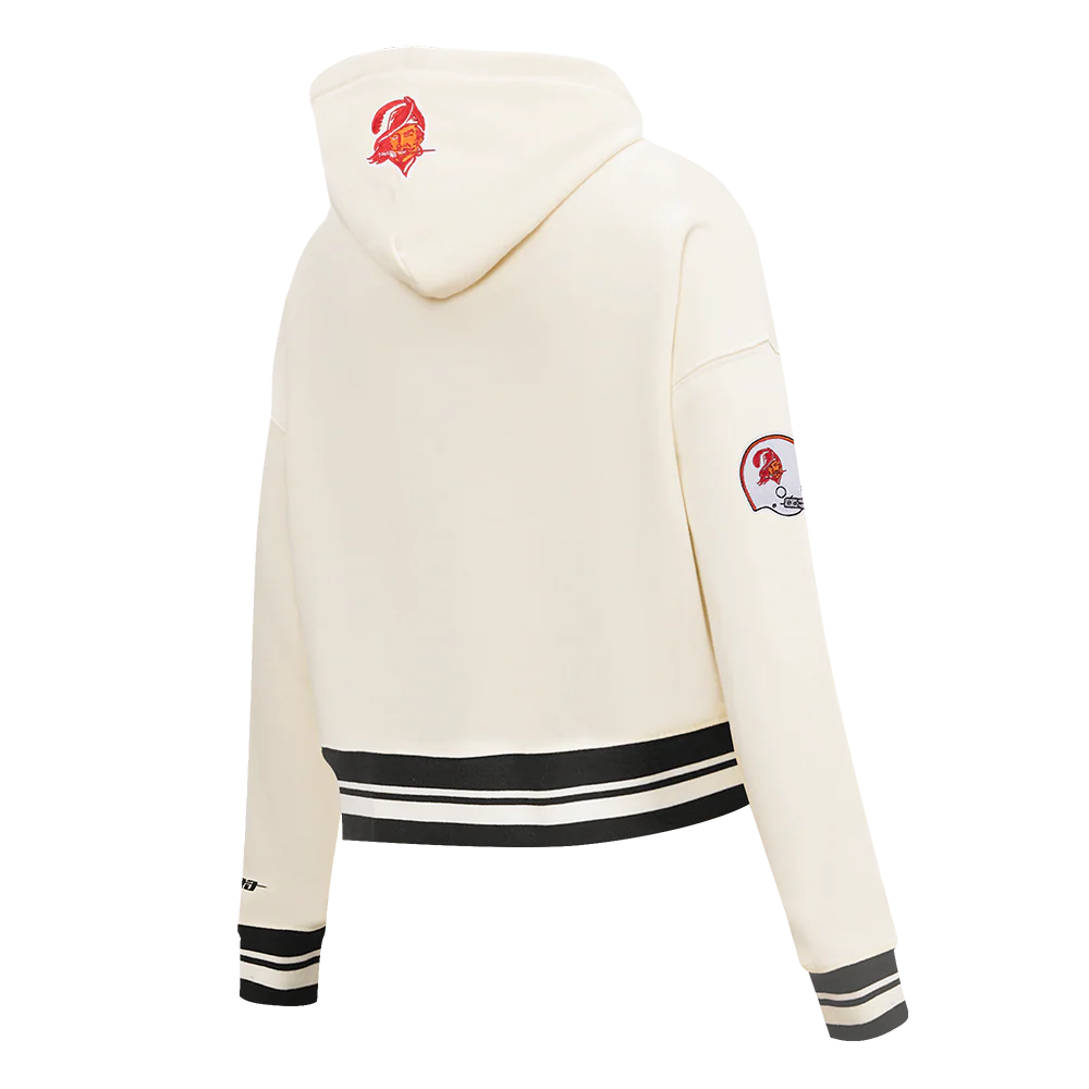 NFL TAMPA BAY BUCCANEERS RETRO CLASSIC WOMEN'S CROPPED PO HOODIE (EGGSHELL/BLACK) - Image 4
