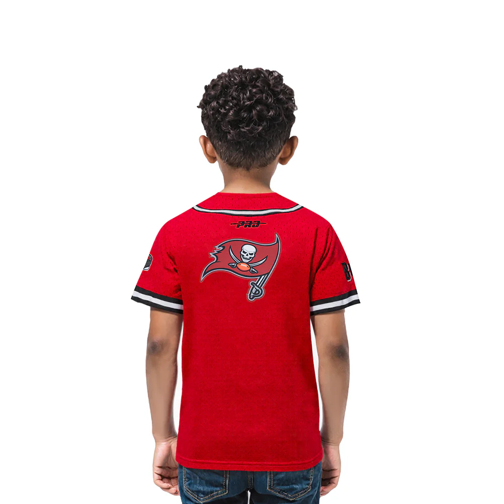NFL TAMPA BAY BUCCANEERS CLASSIC TODDLER BOY'S MESH BUTTON DOWN SHIRT (RED/BLACK) - Image 2