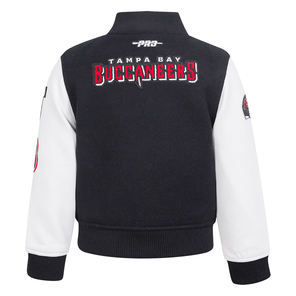 NFL TAMPA BAY BUCCANEERS CLASSIC TODDLER BOYS WOOL VARSITY JACKET (BLACK/WHITE) - Image 3
