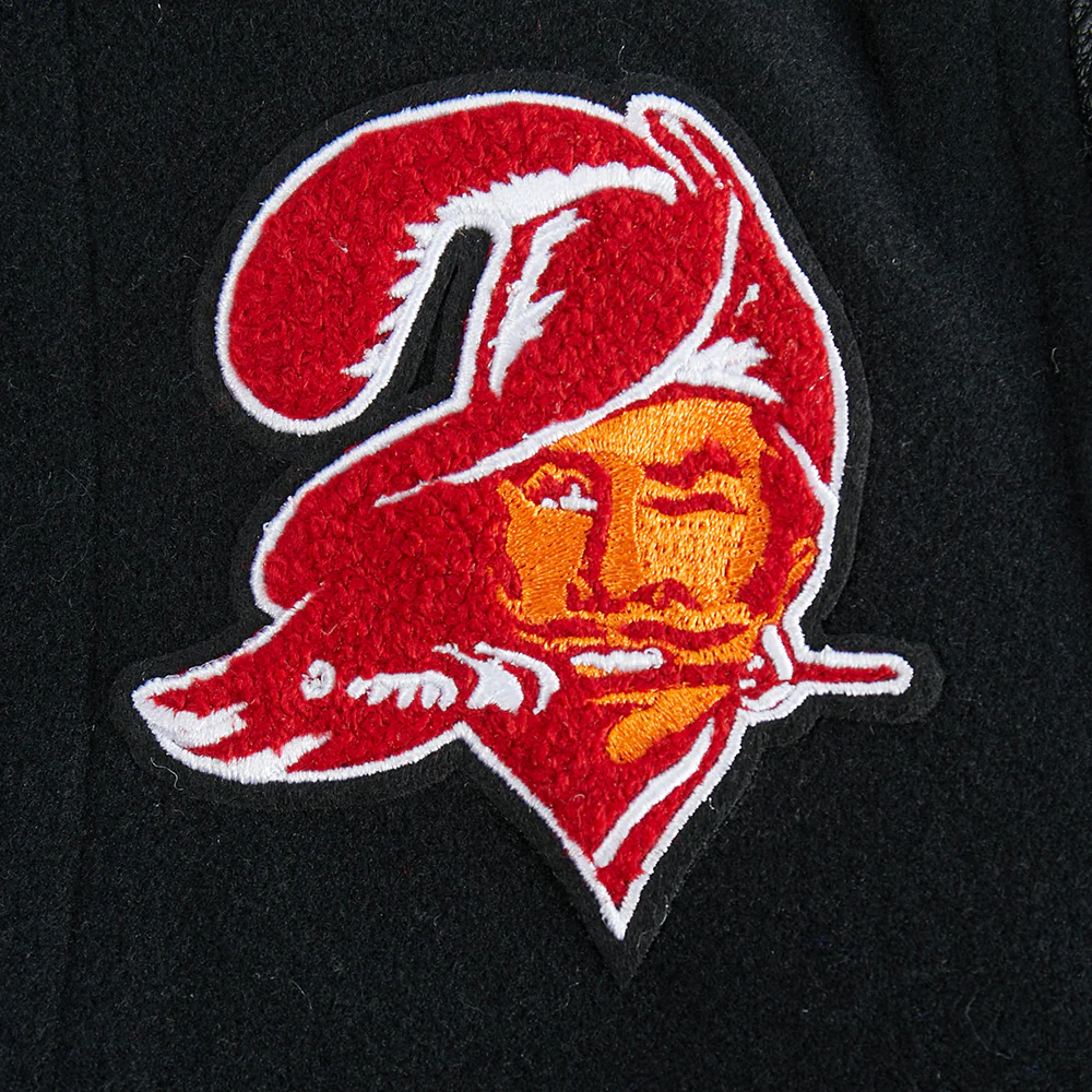 NFL TAMPA BAY BUCCANEERS RETRO CLASSIC TODDLER BOYS RIB WOOL VARSITY JACKET (BLACK) - Image 8