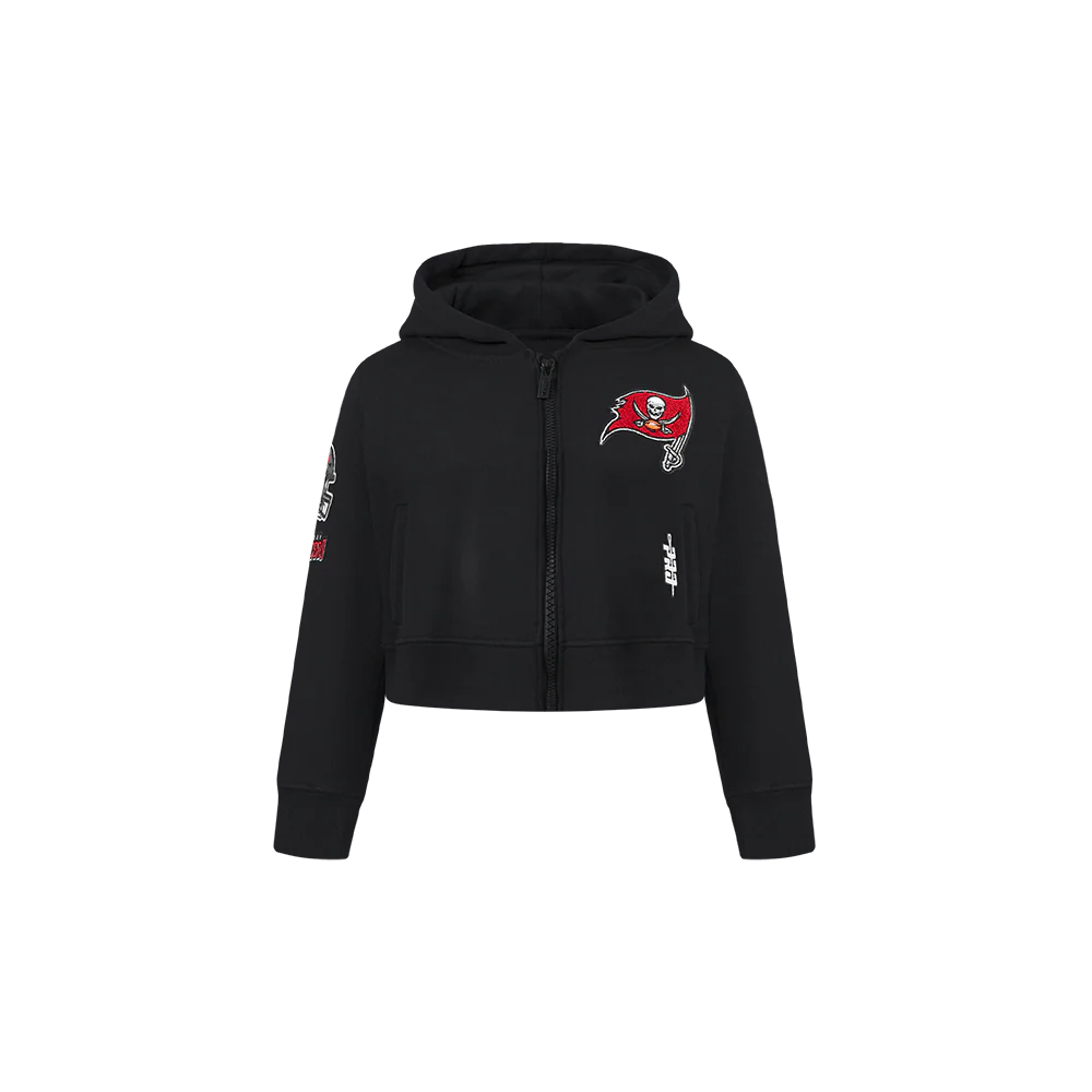 NFL TAMPA BAY BUCCANEERS CLASSIC TODDLER GIRLS FLEECE FULL ZIP HOODIE  (BLACK)