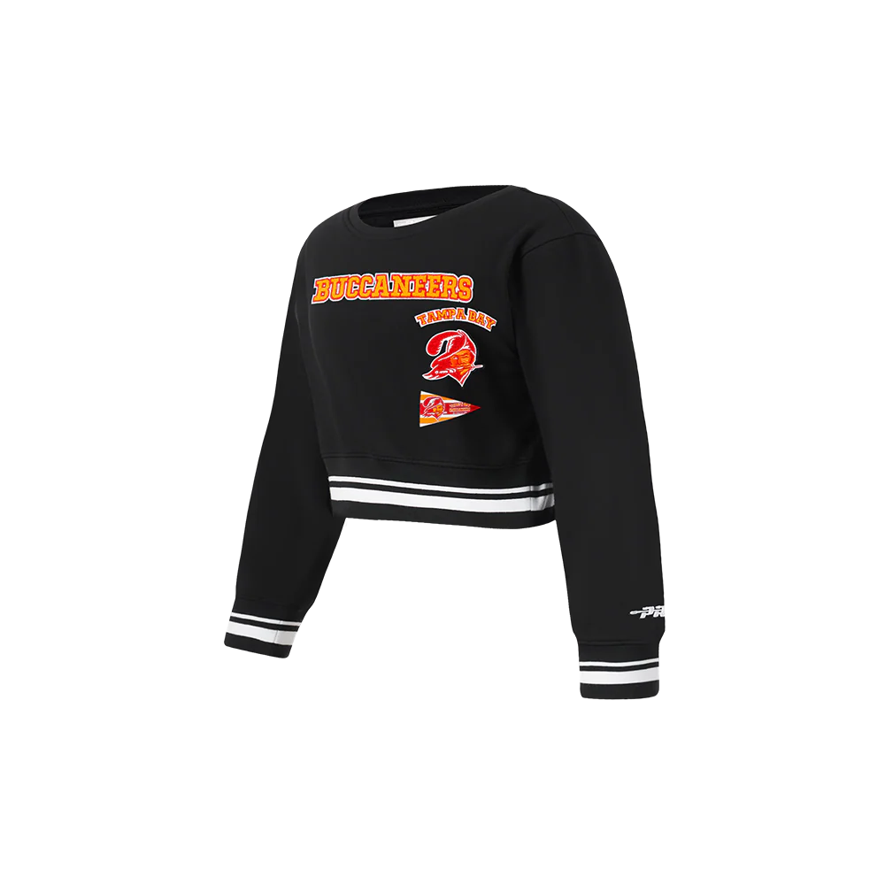 NFL TAMPA BAY BUCCANEERS RETRO CLASSIC TODDLER GIRLS RIB FLEECE CREWNECK (BLACK) - Image 5