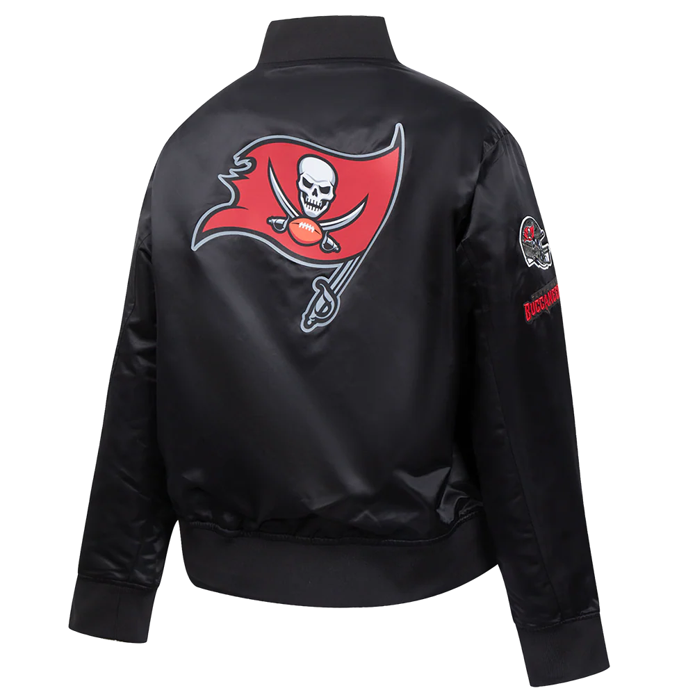 NFL TAMPA BAY BUCCANEERS CLASSIC WOMEN'S SATIN JACKET (BLACK) - Image 4