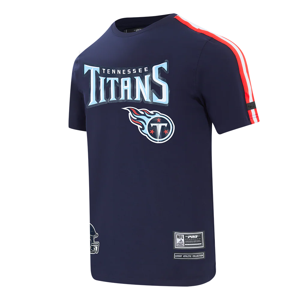 NFL TENNESSEE TITANS CLASSIC MESH STRIPED MEN'S TEE (MIDNIGHT NAVY/RED) - Image 3