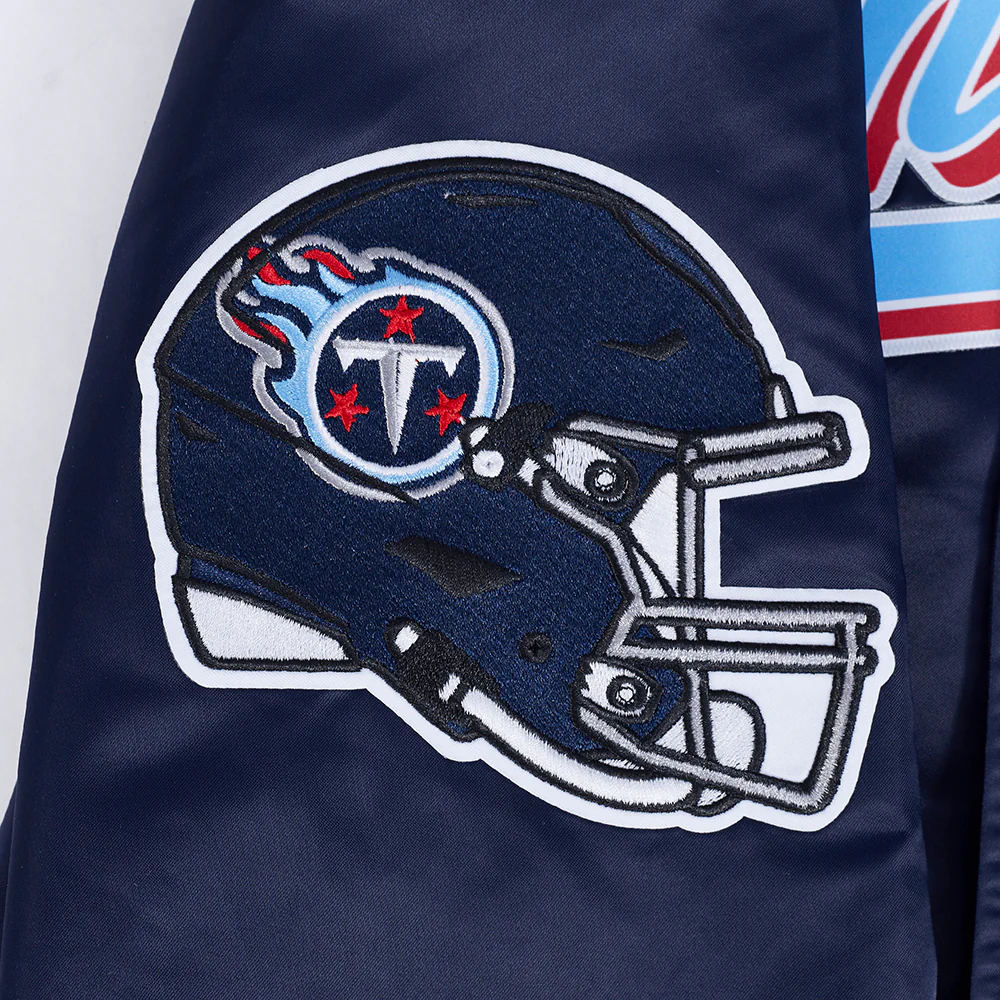 NFL TENNESSEE TITANS SCRIPT TAIL MEN'S SATIN JACKET (MIDNIGHT NAVY) - Image 10
