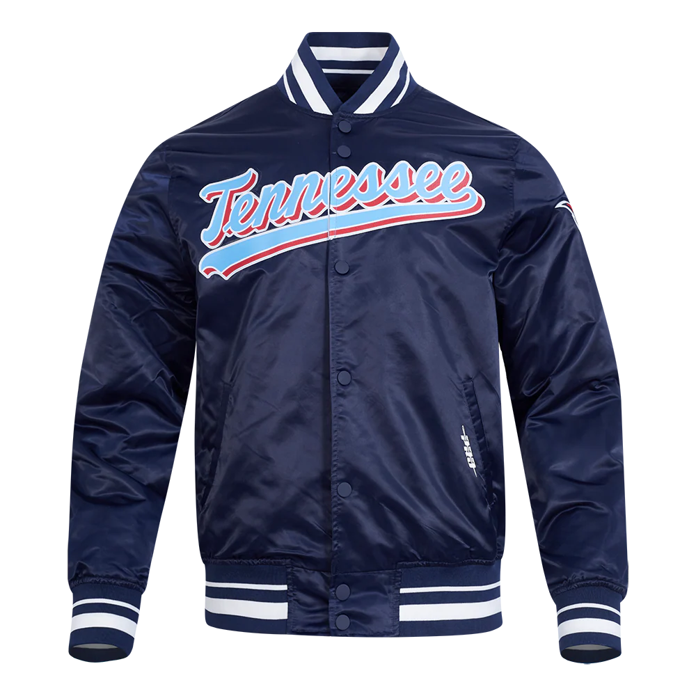 NFL TENNESSEE TITANS SCRIPT TAIL MEN'S SATIN JACKET (MIDNIGHT NAVY) - Image 5