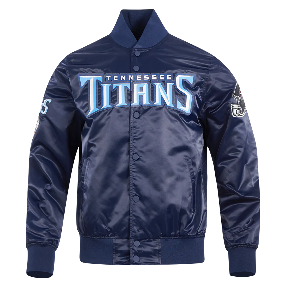 NFL TENNESSEE TITANS BIG LOGO MEN'S SATIN JACKET (MIDNIGHT NAVY)