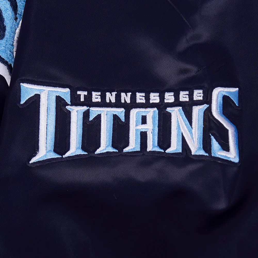 NFL TENNESSEE TITANS OLD ENGLISH MEN'S RIB SATIN JACKET (MIDNIGHT NAVY) - Image 5