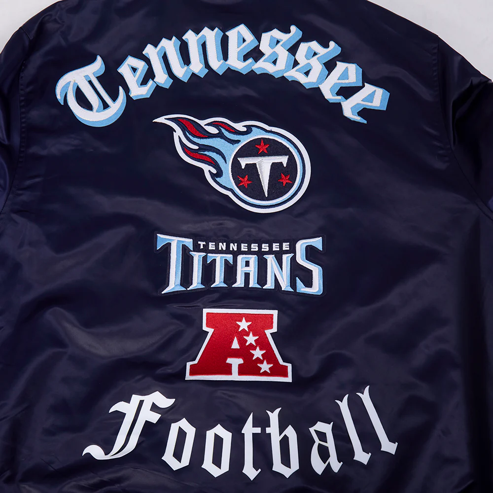 NFL TENNESSEE TITANS OLD ENGLISH MEN'S RIB SATIN JACKET (MIDNIGHT NAVY) - Image 7