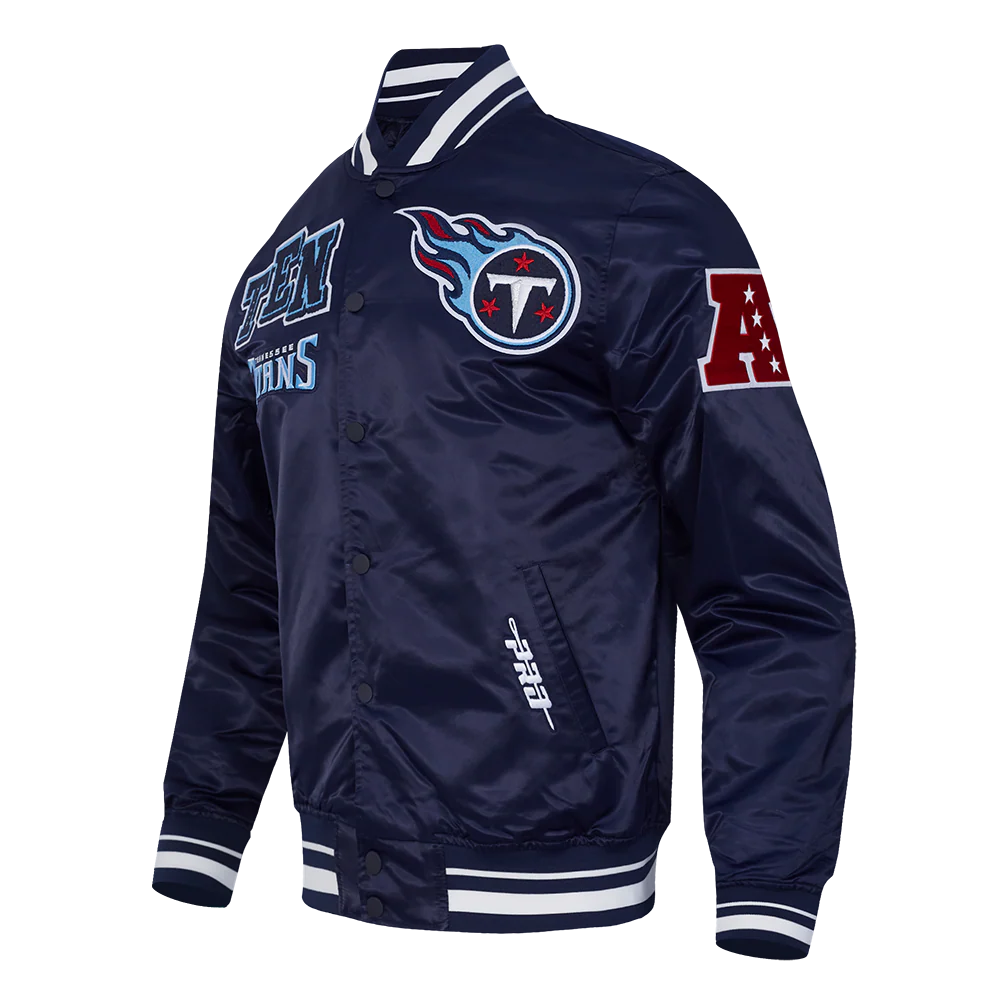 NFL TENNESSEE TITANS MASHUP MEN'S RIB SATIN JACKET (MIDNIGHT NAVY) - Image 2