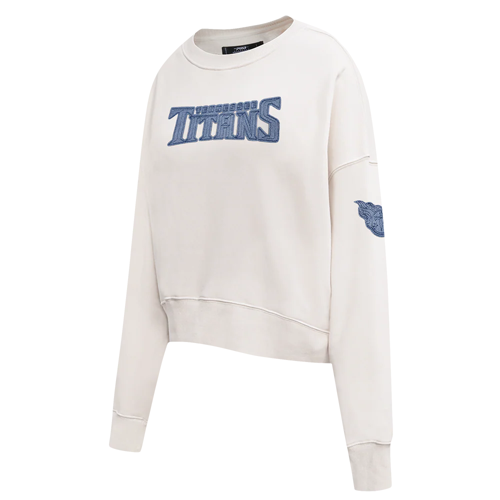 NFL TENNESSEE TITANS VARSITY BLUES WOMEN'S FLC CREWNECK (LINEN) - Image 10