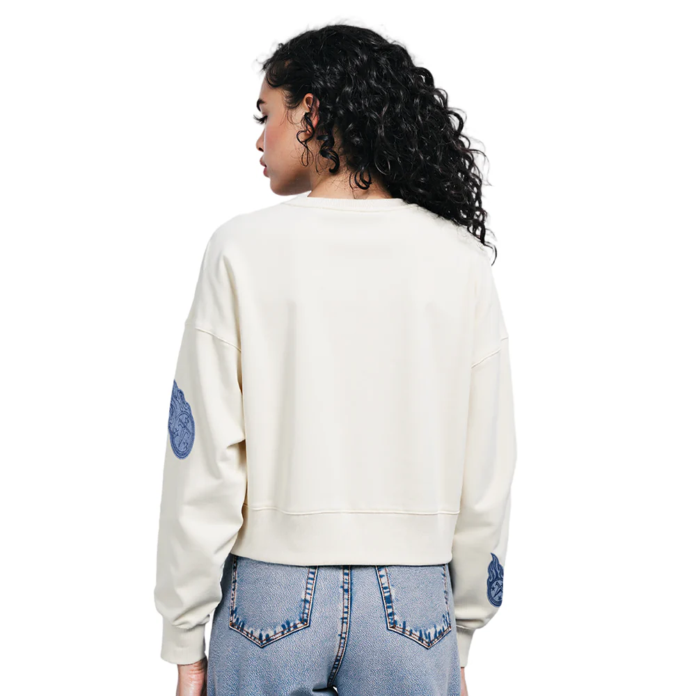 NFL TENNESSEE TITANS VARSITY BLUES WOMEN'S FLC CREWNECK (LINEN) - Image 2